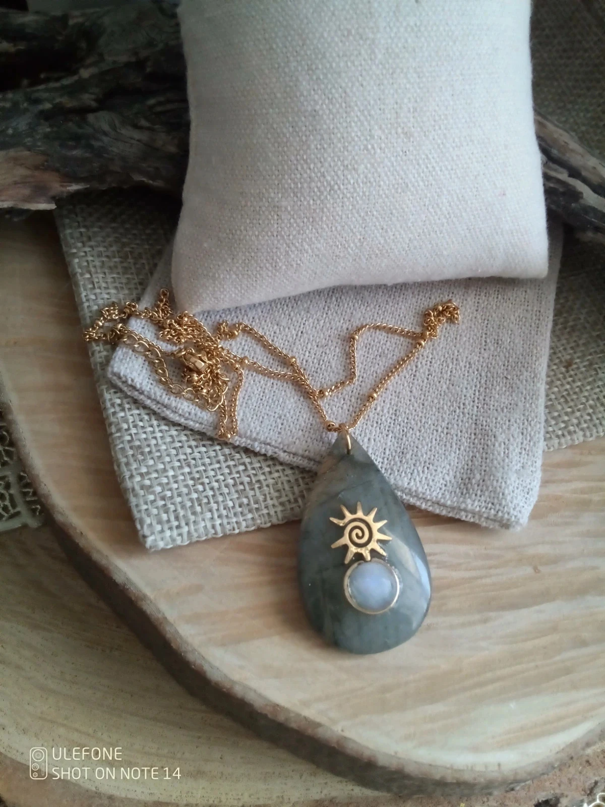 Collier pendentif labradorite et pierre de lune – photo 2